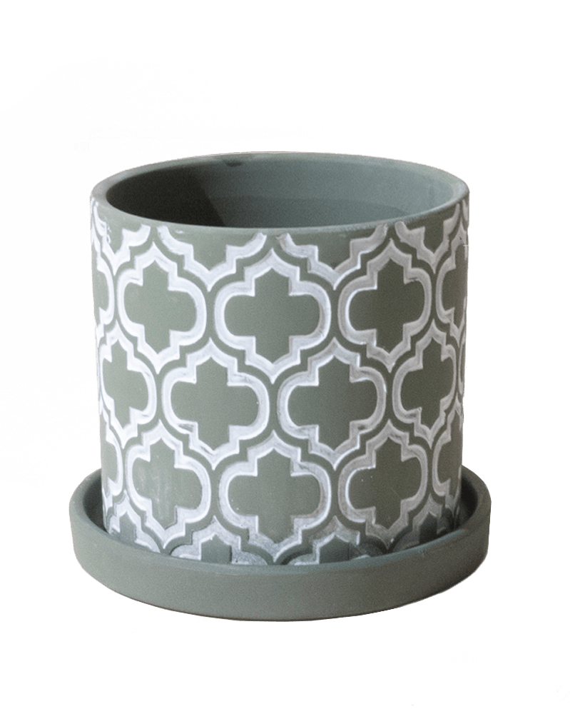 Balter Ceramic Pot And Saucer Set - Chive UK