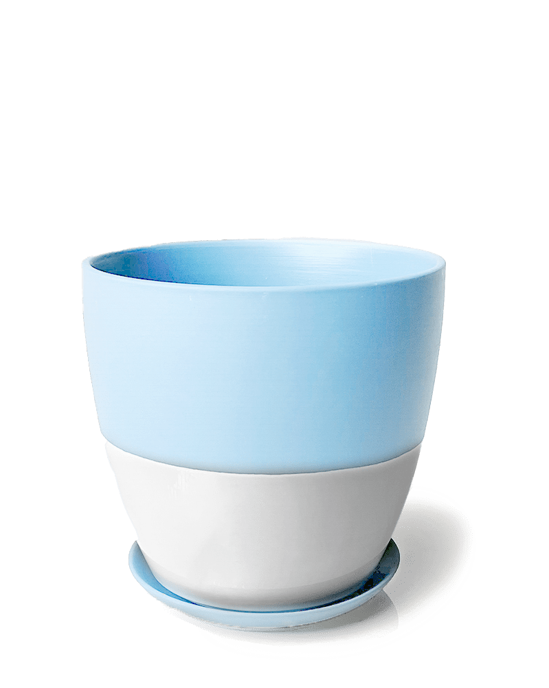 Dyad Porcelain Modern Indoor Plant Pot With Saucer - Chive UK