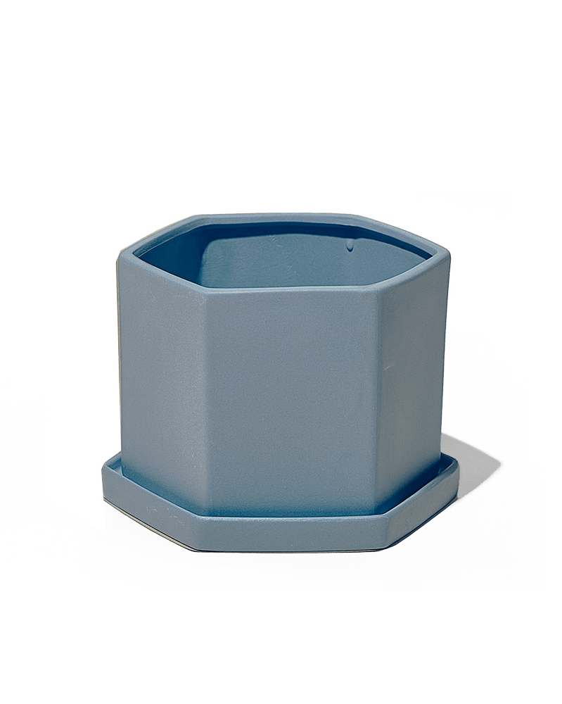 Hexi Porcelain Pot With Drainage Hole - Chive UK