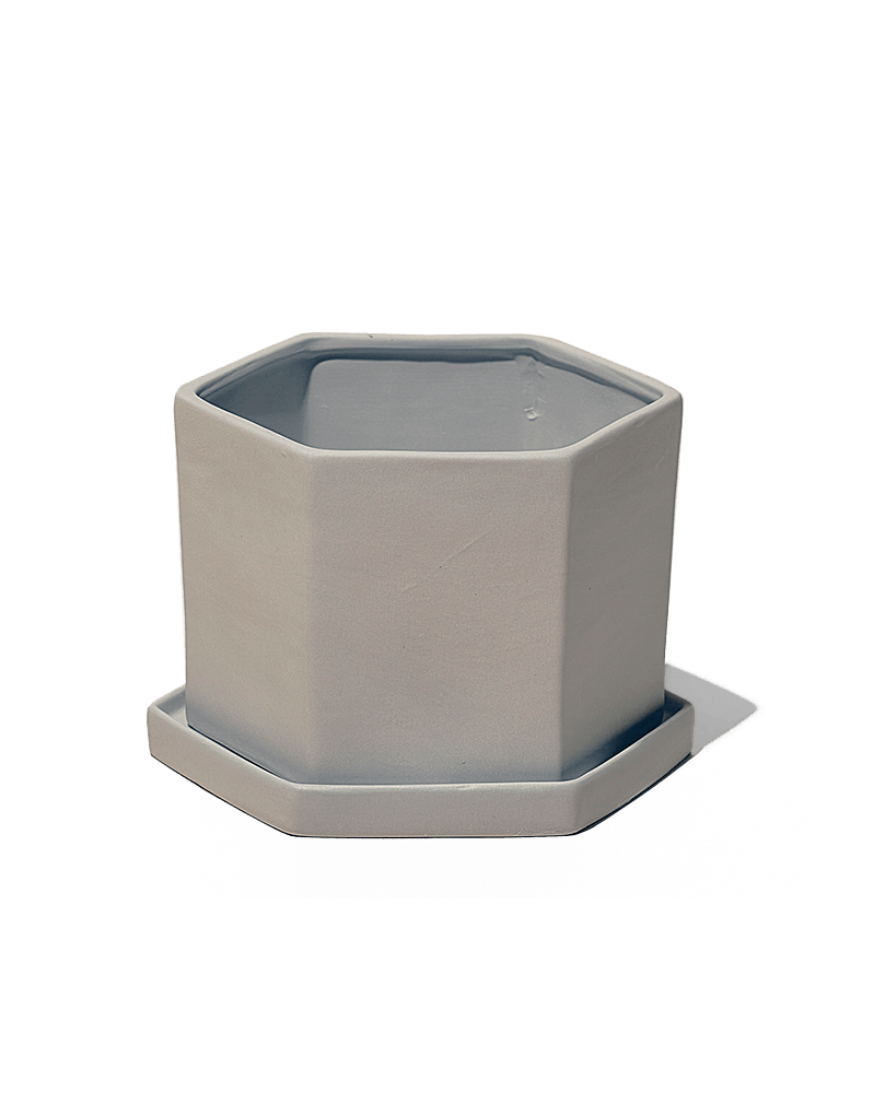 Hexi Porcelain Pot With Drainage Hole - Chive UK