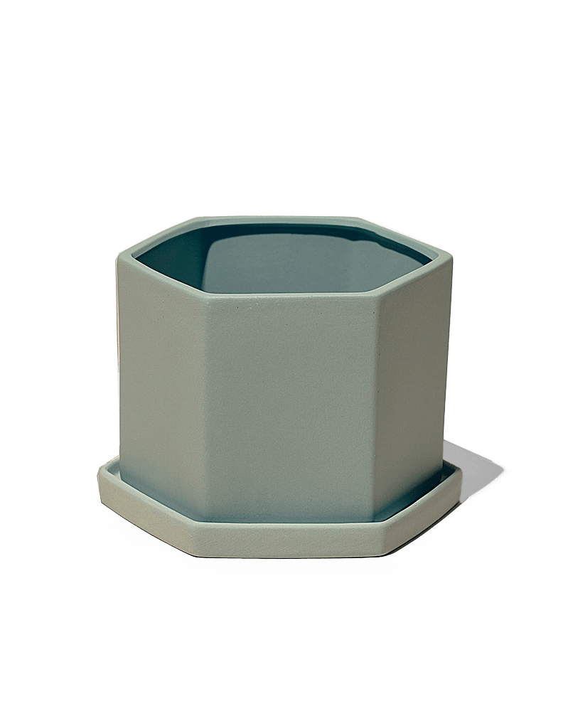 Hexi Porcelain Pot With Drainage Hole - Chive UK