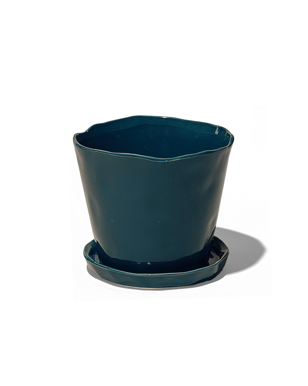 Tika Ceramic Pot & Saucer Set With Drainage - Chive UK