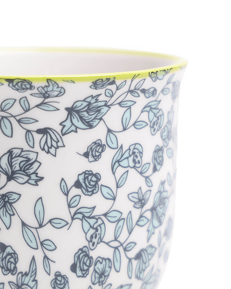Liberte Porcelain Pot And Saucer Set With Drainage - Chive UK