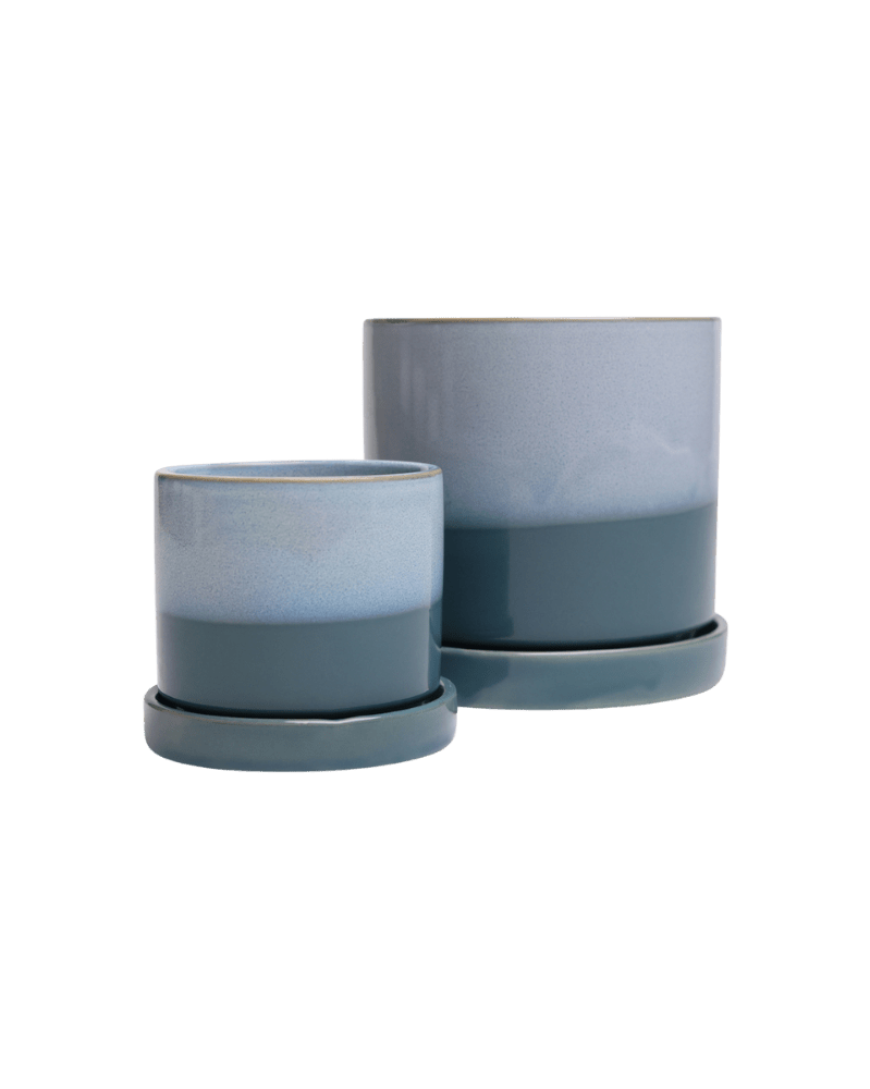 Minute Ceramic Pot And Saucer Set With Drainage - Chive UK