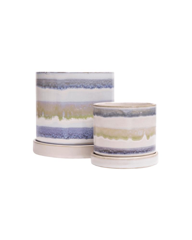 Minute Ceramic Pot And Saucer Set With Drainage - Chive UK