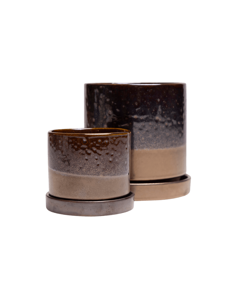 Minute Ceramic Pot And Saucer Set With Drainage - Chive UK