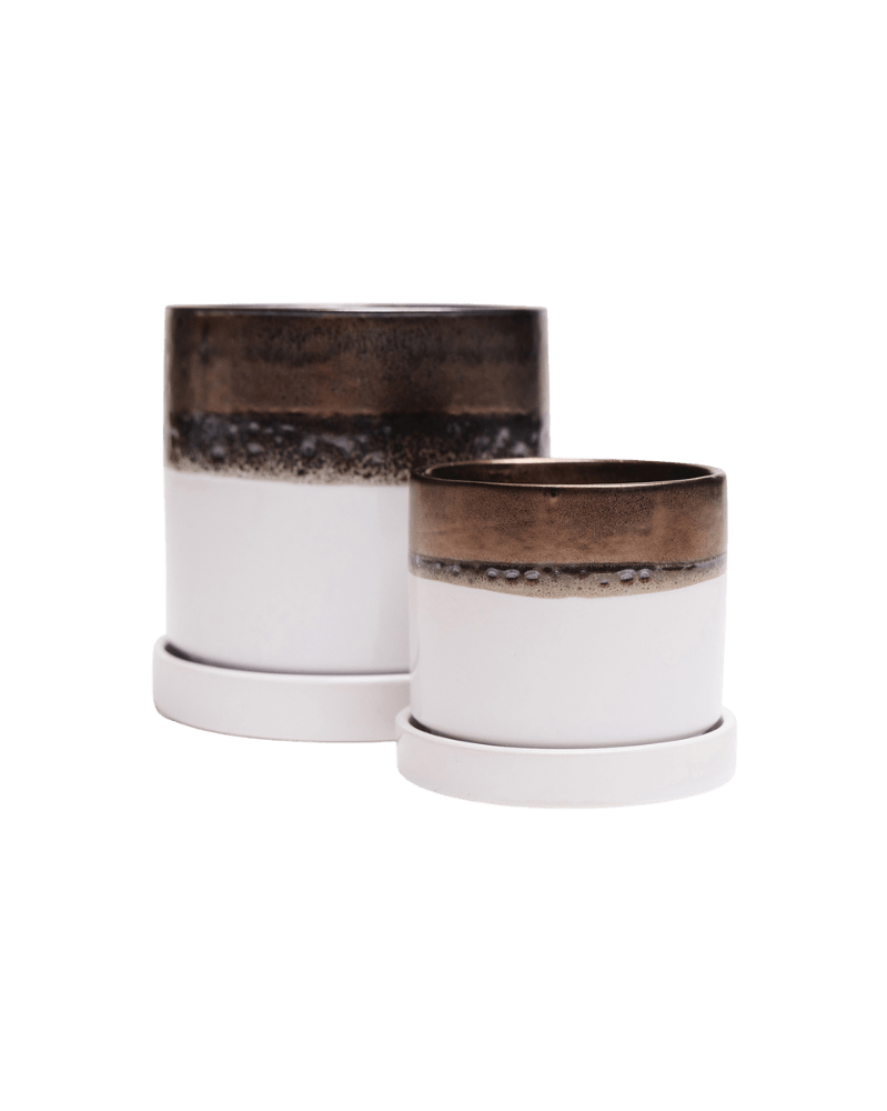Minute Ceramic Pot And Saucer Set With Drainage - Chive UK