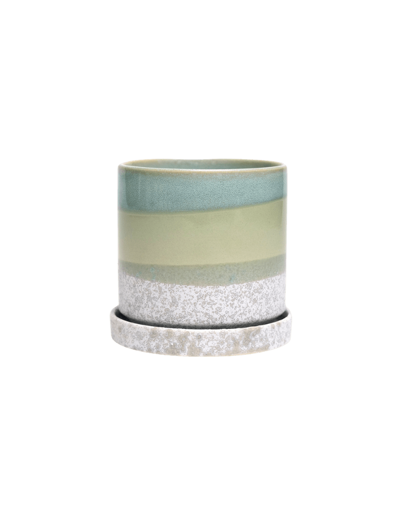 Minute Ceramic Pot And Saucer Set With Drainage - Chive UK