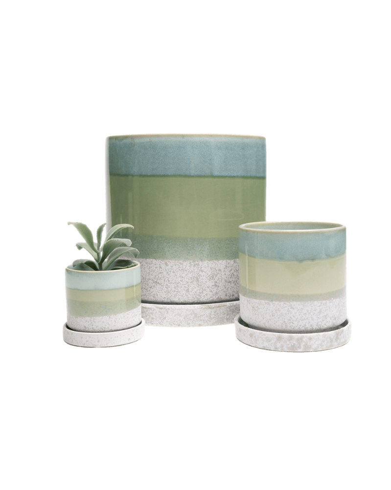 Minute Ceramic Pot And Saucer Set With Drainage - Chive UK