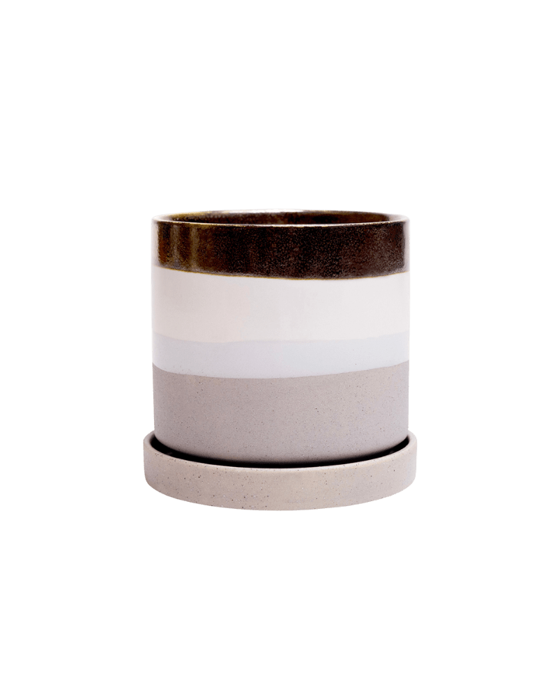 Minute Ceramic Pot And Saucer Set With Drainage - Chive UK