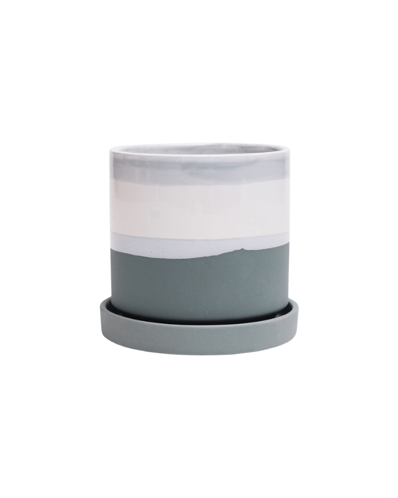 Minute Ceramic Pot And Saucer Set With Drainage - Chive UK