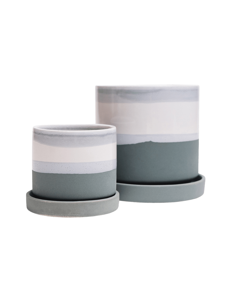 Minute Ceramic Pot And Saucer Set With Drainage - Chive UK