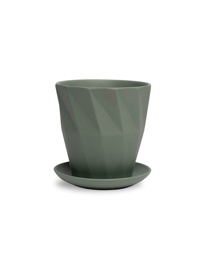 Virago 5" Porcelain Pot With Drainage Hole And Saucer - Chive UK