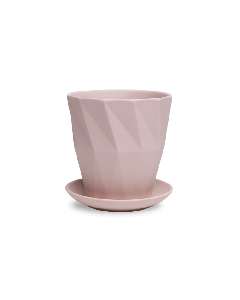 Virago 5" Porcelain Pot With Drainage Hole And Saucer - Chive UK