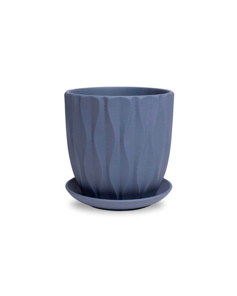 Virago 5" Porcelain Pot With Drainage Hole And Saucer - Chive UK