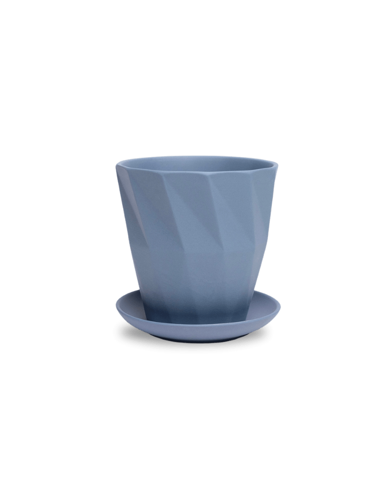 Virago 5" Porcelain Pot With Drainage Hole And Saucer - Chive UK