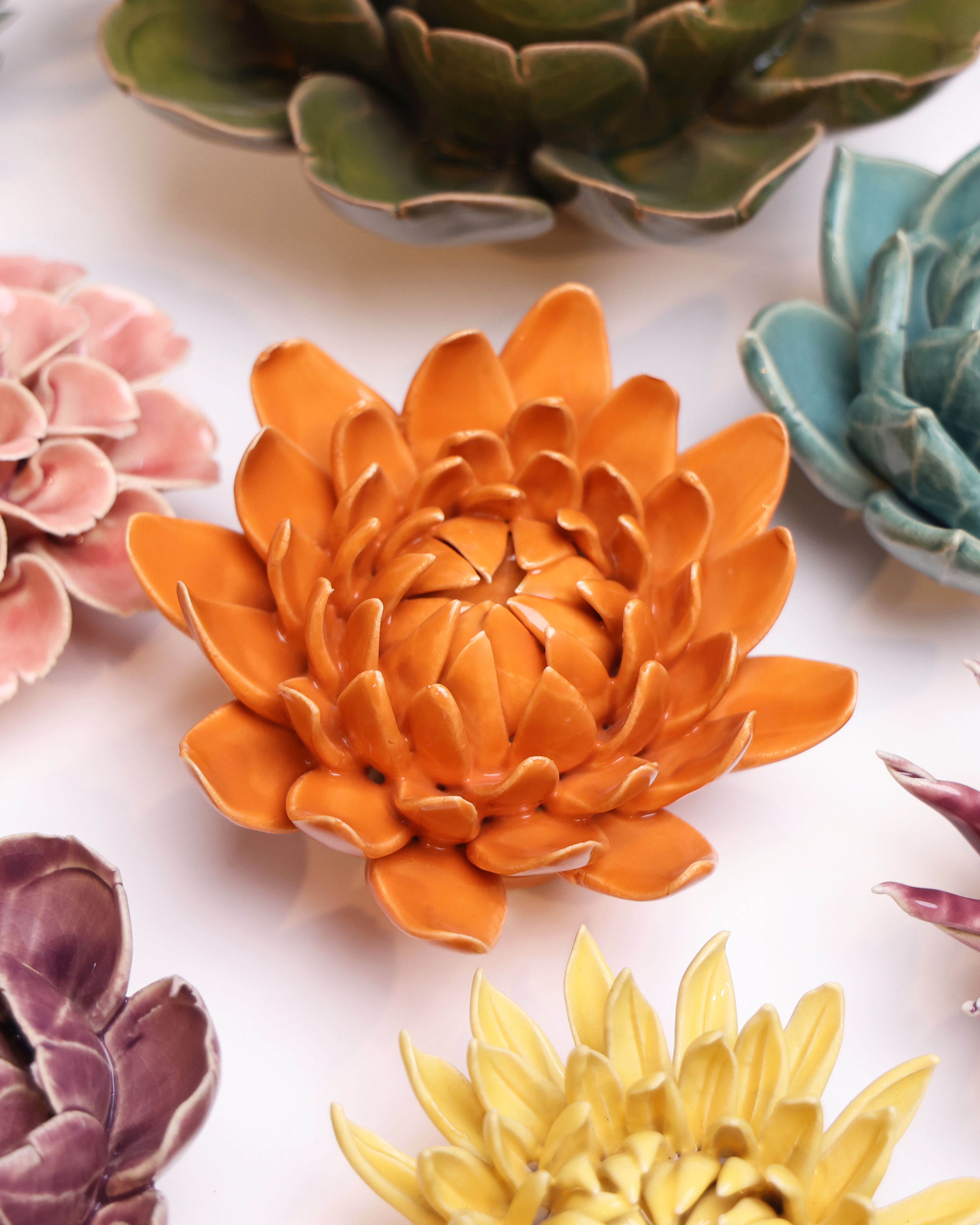 Ceramic Flower Dahlia Orange 11 - Chive UK