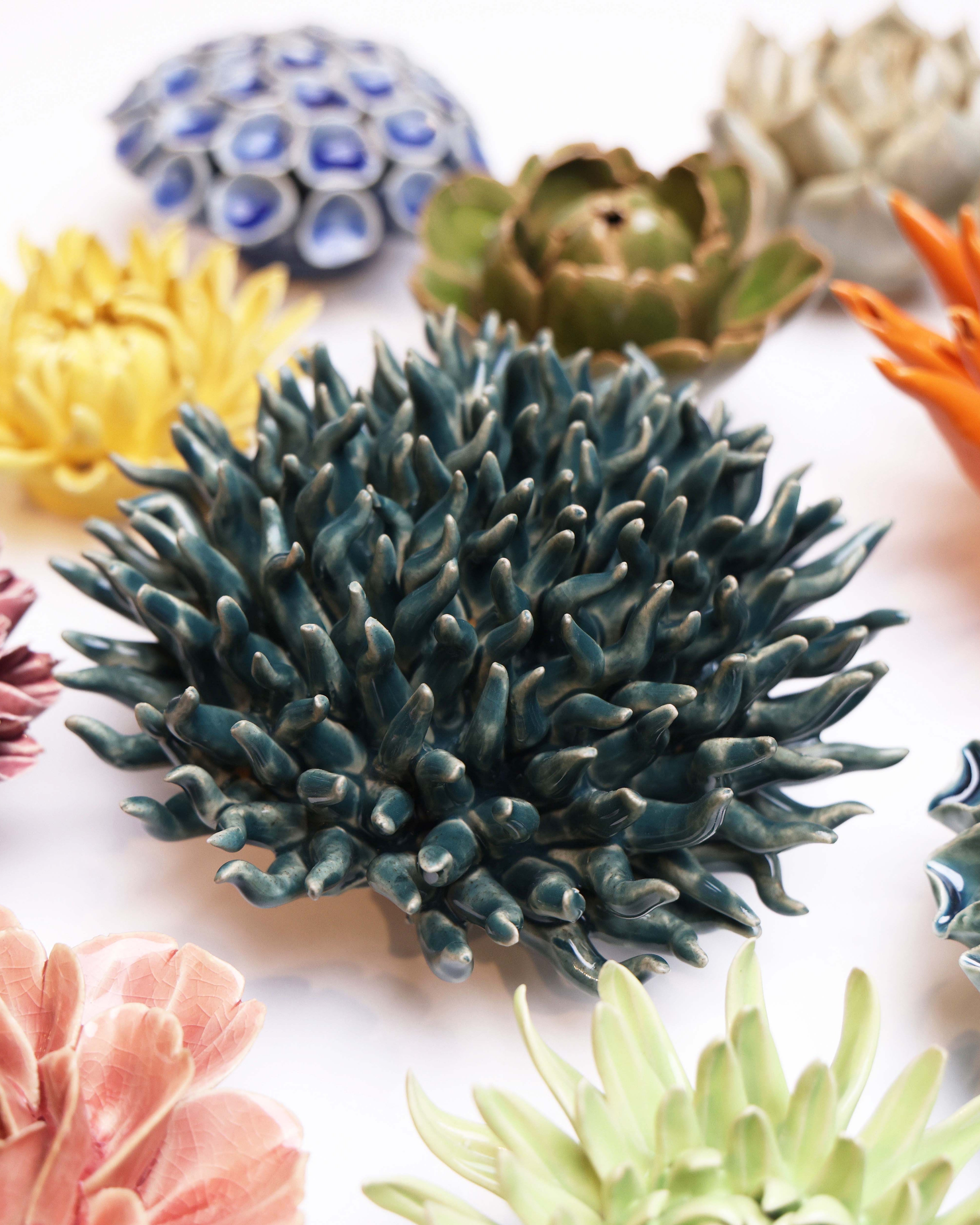 Ceramic Flower Mondo Teal 12 - Chive UK