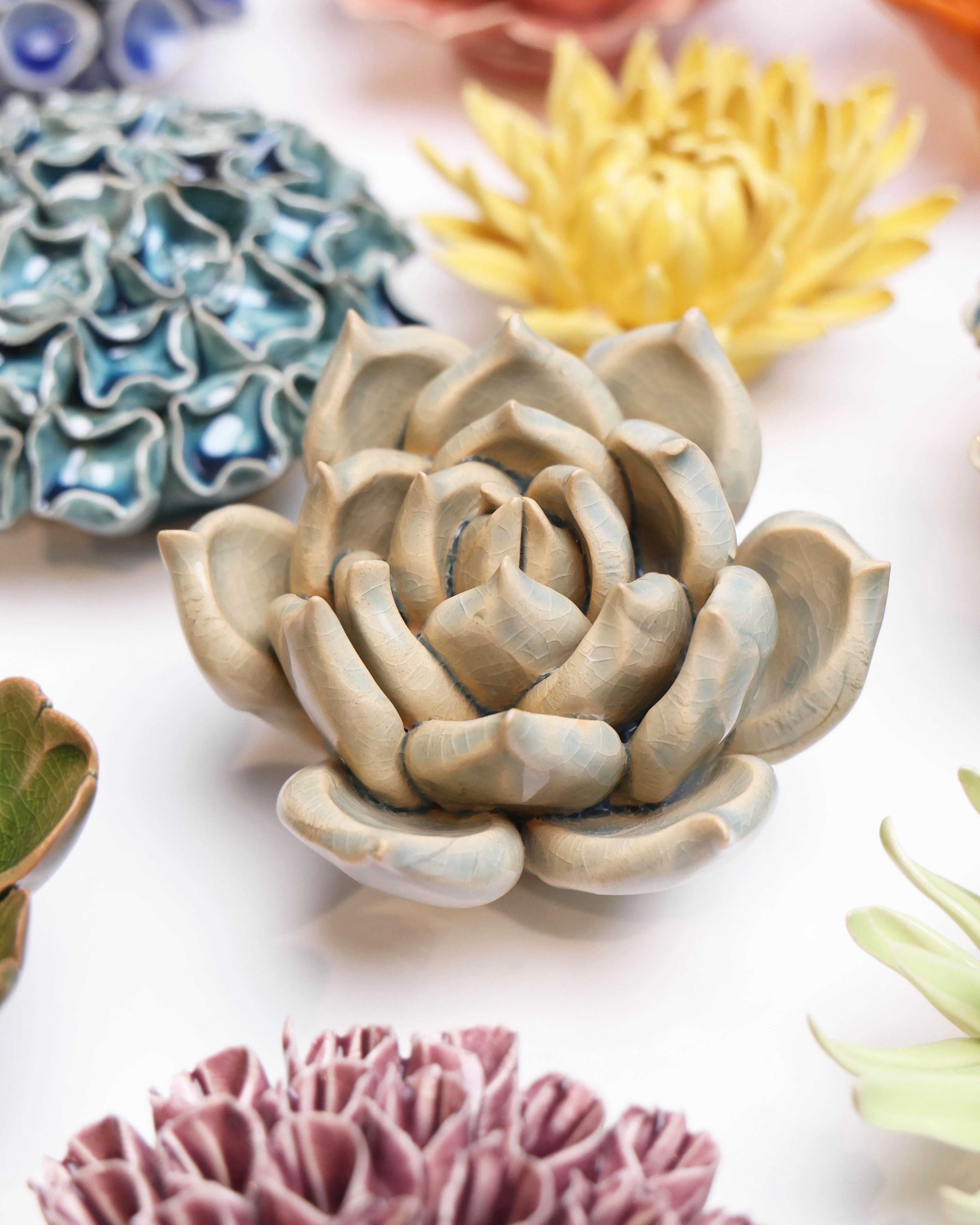 Ceramic Flower Succulent Blue 12 - Chive UK