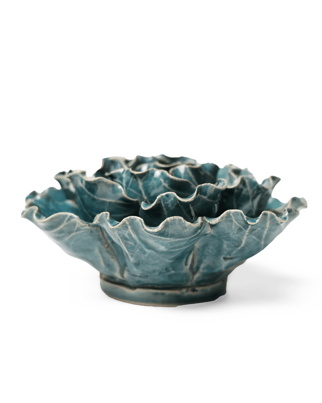 Ceramic Flower Lettuce Teal Large 5 - Chive UK