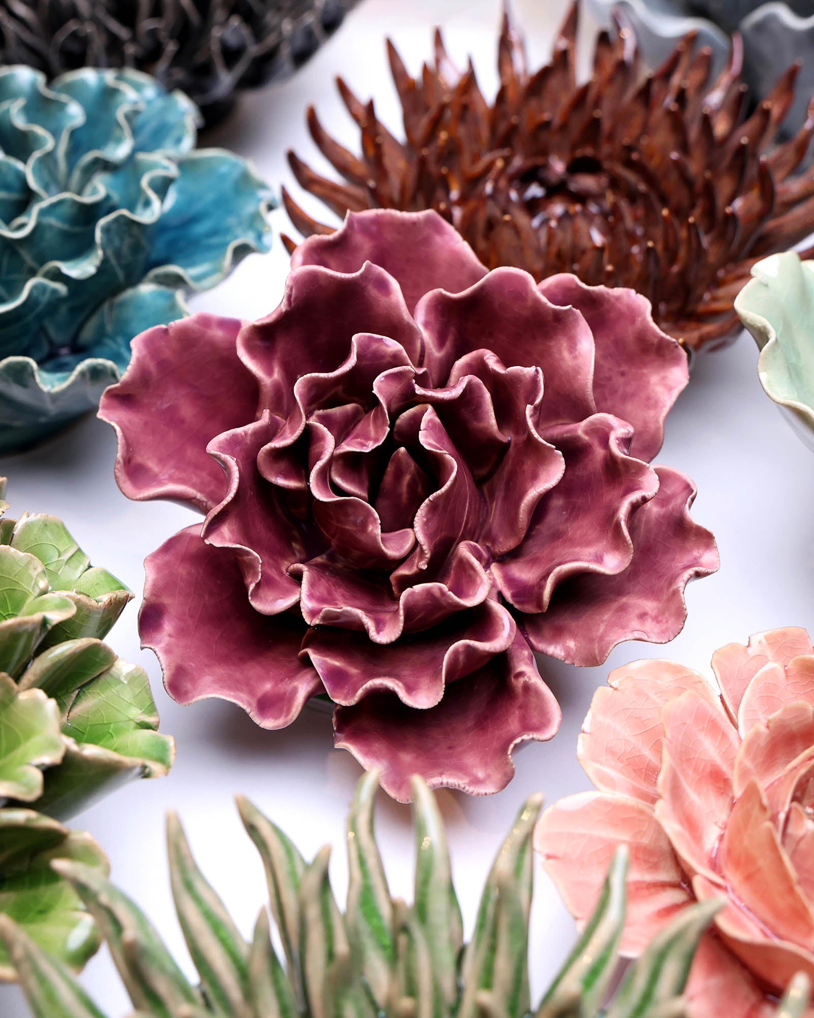 Ceramic Flower Lettuce Purple Medium - Chive UK
