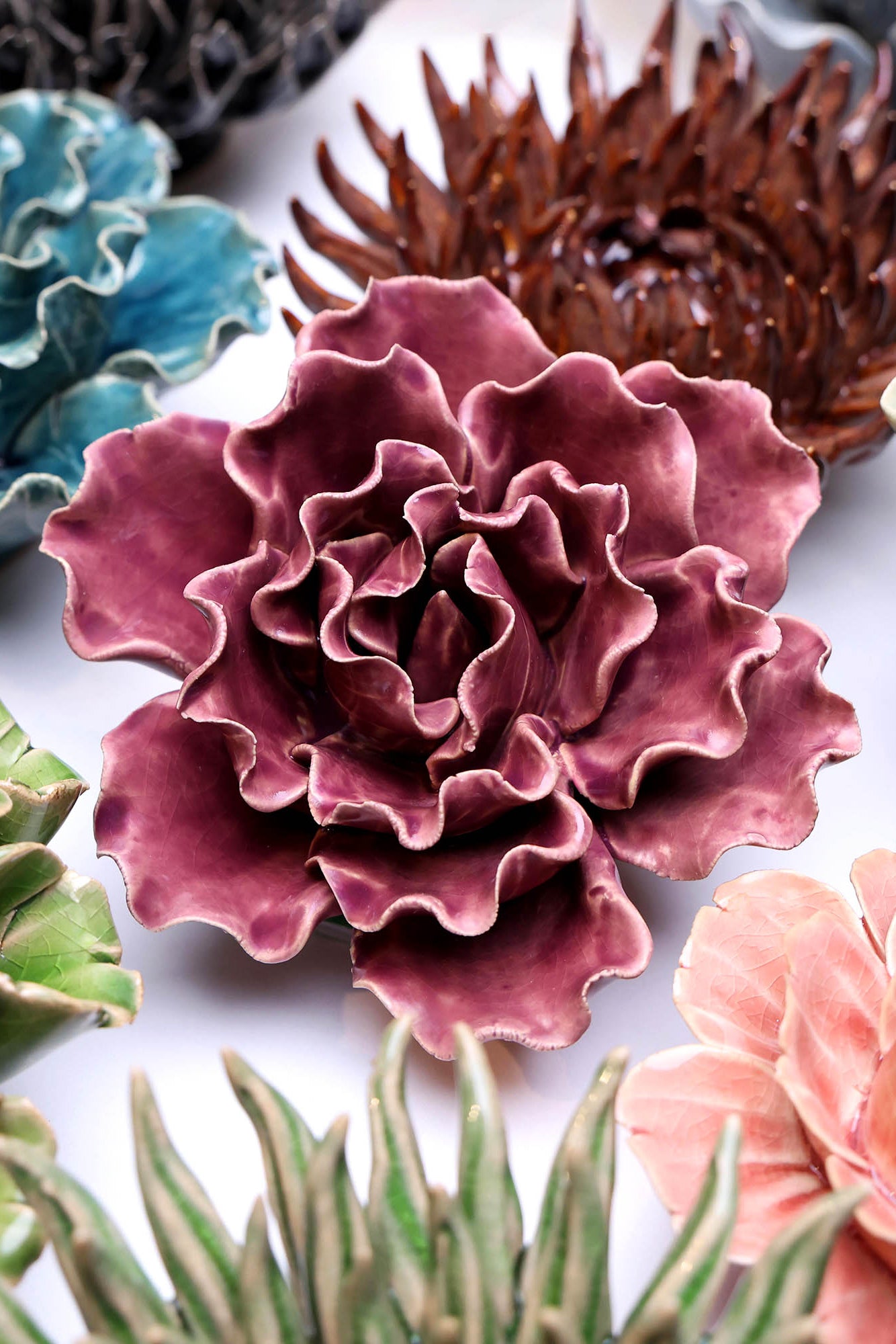 Ceramic Flower Lettuce Purple Medium - Chive UK