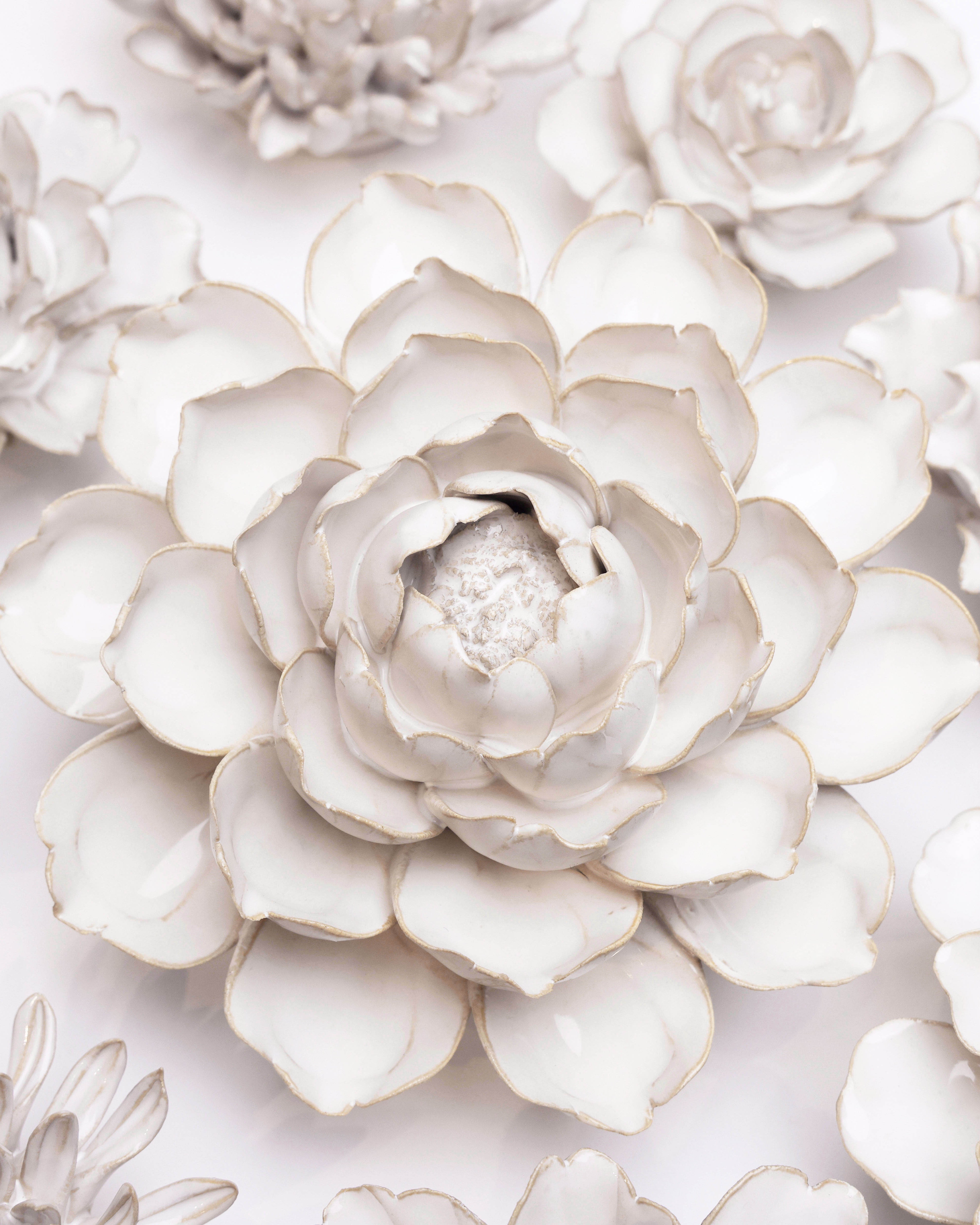 Coastal Ceramic Flower Ivory Cabbage Flower - Chive UK