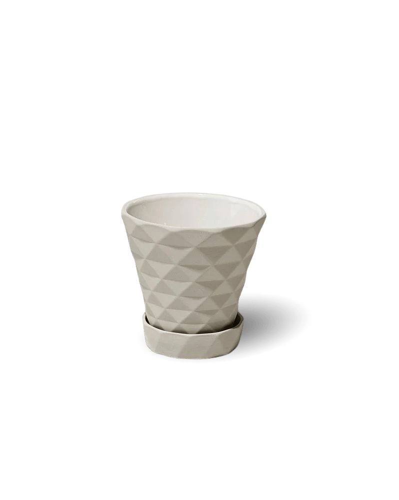 Diamond Porcelain Modern Indoor Plant Pot With Saucer - Chive UK