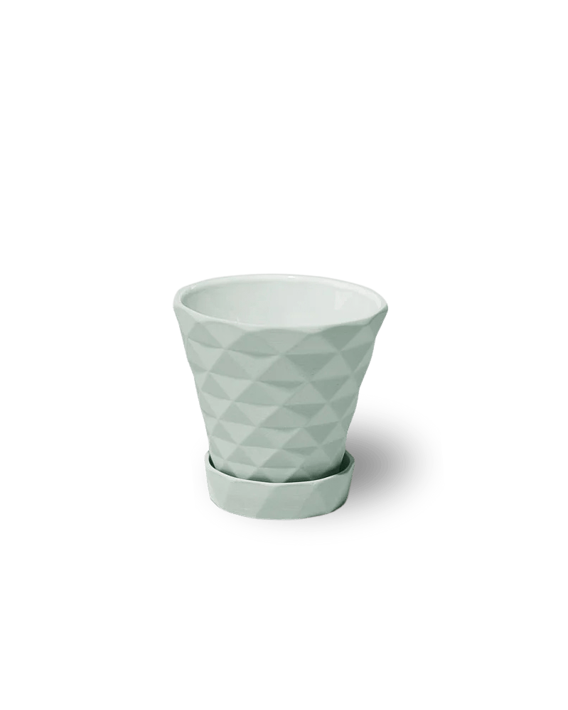 Diamond Porcelain Modern Indoor Plant Pot With Saucer - Chive UK