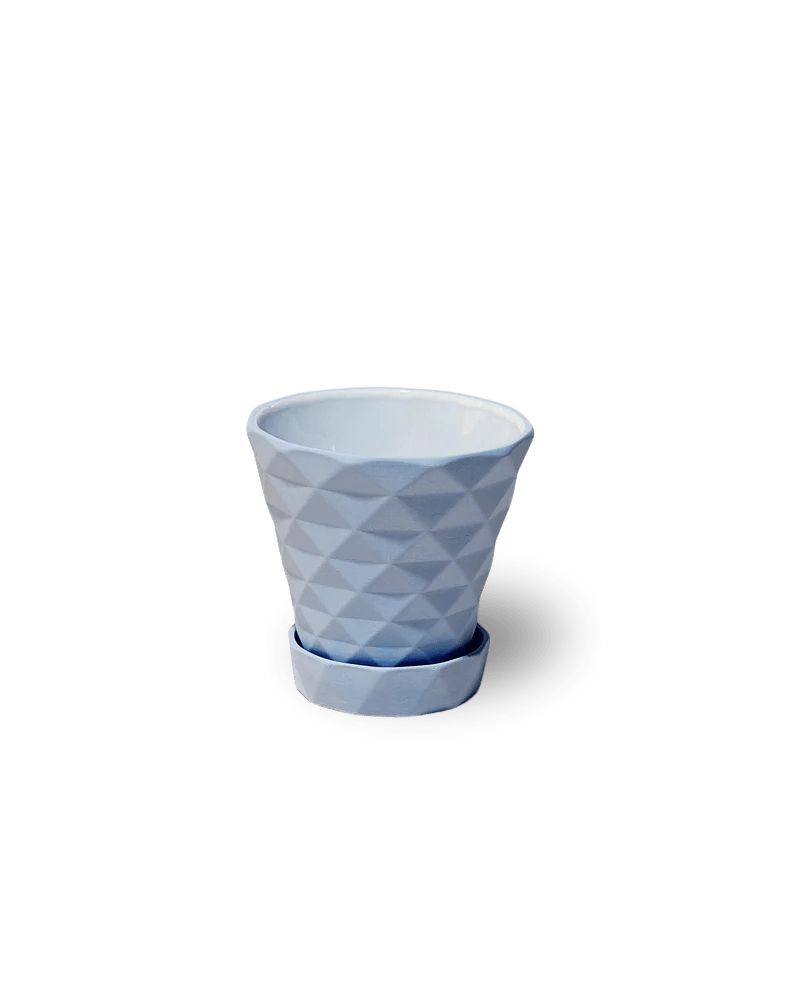 Diamond Porcelain Modern Indoor Plant Pot With Saucer - Chive UK