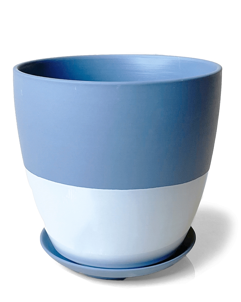 Dyad Porcelain Modern Indoor Plant Pot With Saucer - Chive UK