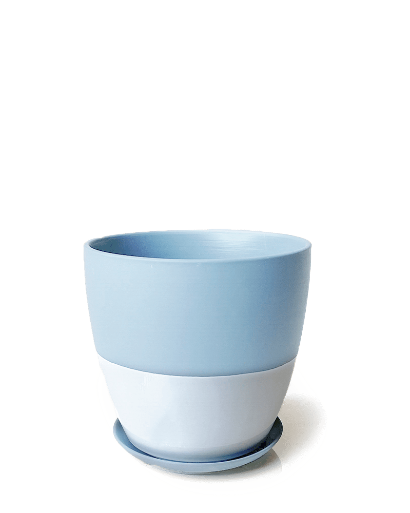 Dyad Porcelain Modern Indoor Plant Pot With Saucer - Chive UK