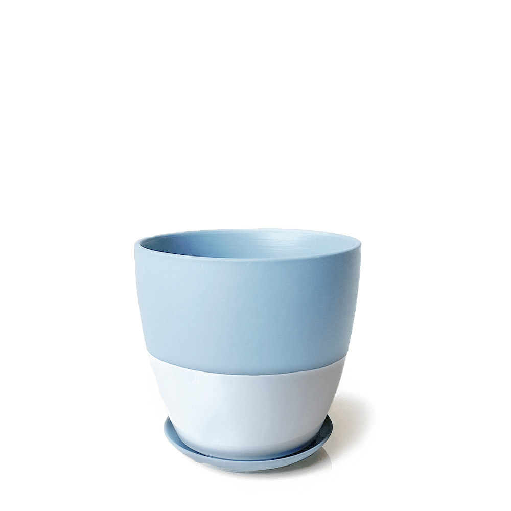 Dyad Porcelain Modern Indoor Plant Pot With Saucer - Chive UK