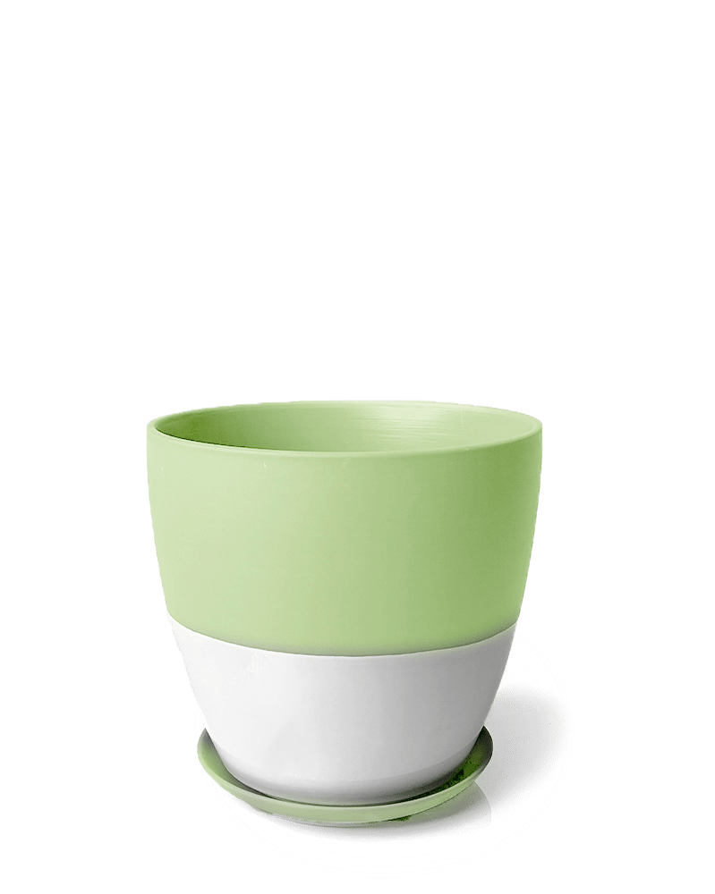 Dyad Porcelain Modern Indoor Plant Pot With Saucer - Chive UK