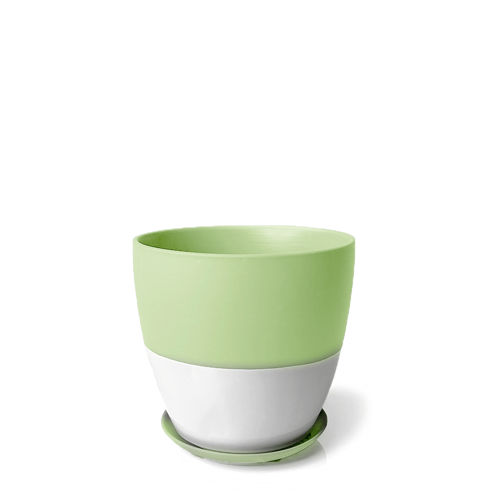 Dyad Porcelain Modern Indoor Plant Pot With Saucer - Chive UK
