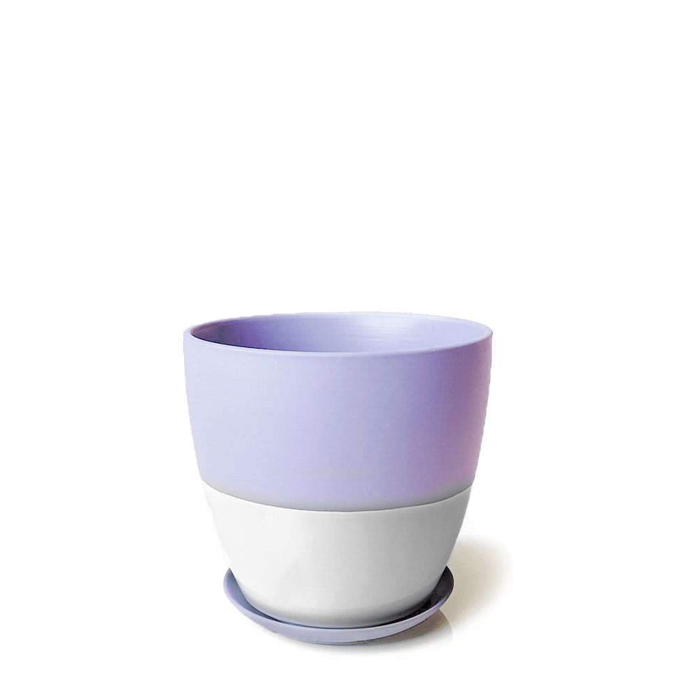 Dyad Porcelain Modern Indoor Plant Pot With Saucer - Chive UK