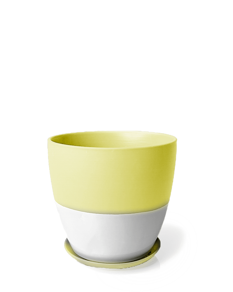 Dyad Porcelain Modern Indoor Plant Pot With Saucer - Chive UK