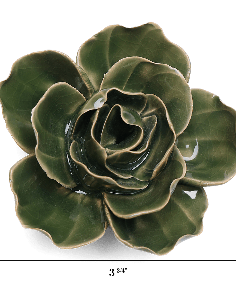 English Garden Ceramic Flower Green Ranunculus - Chive UK