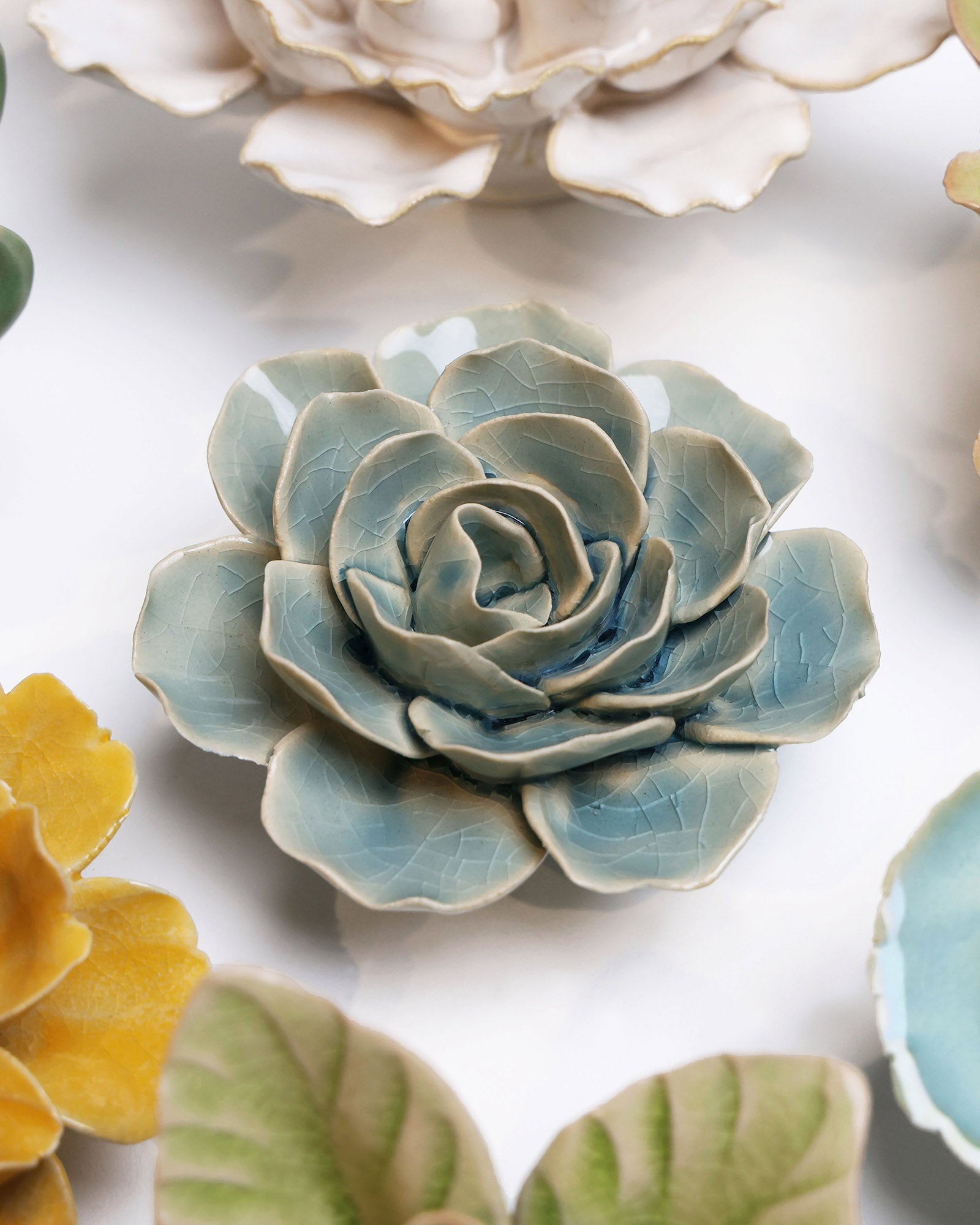 English Garden Ceramic Flower Teal Ranunculus - Chive UK