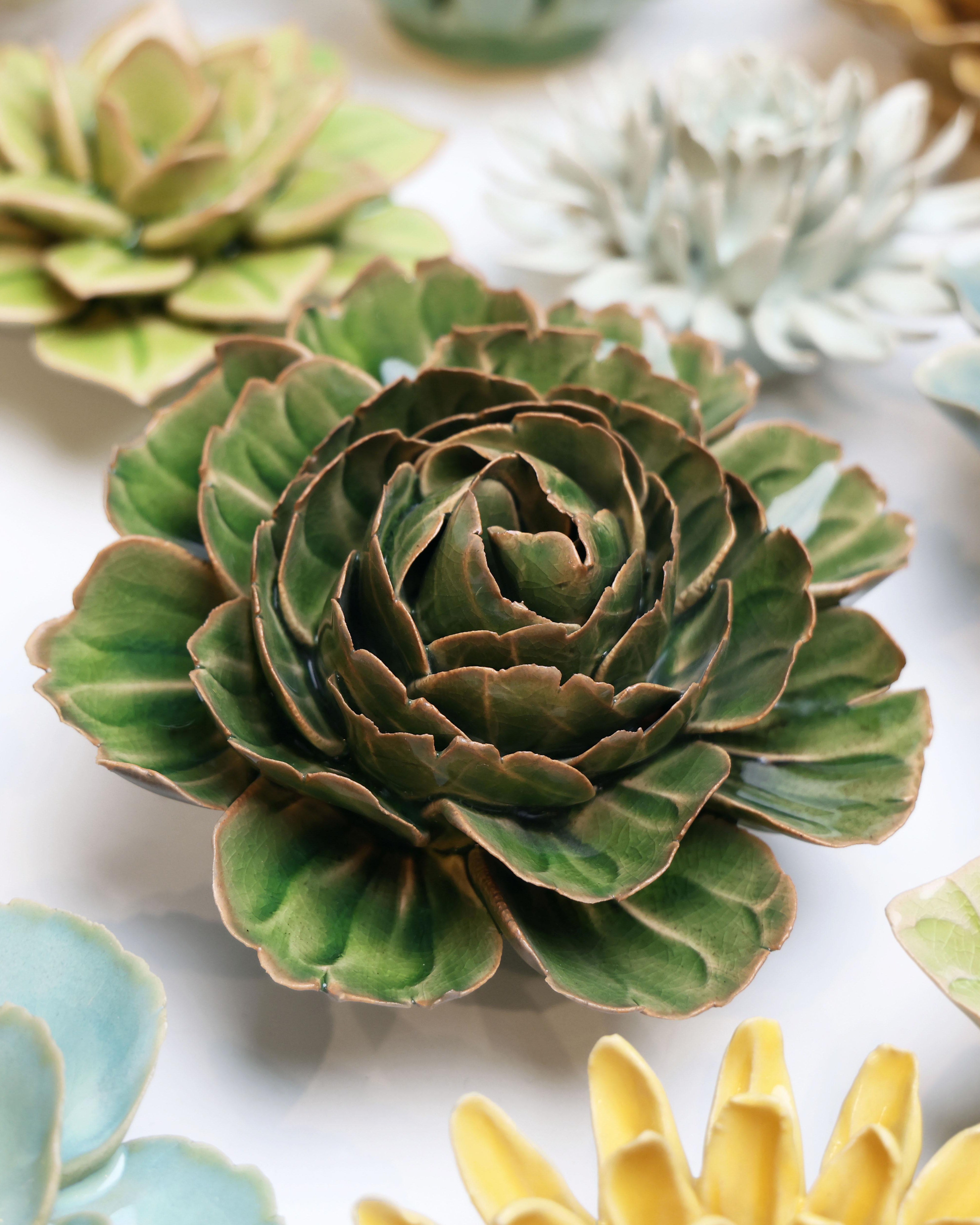 English Garden Ceramic Flower Green Cabbage Flower - Chive UK