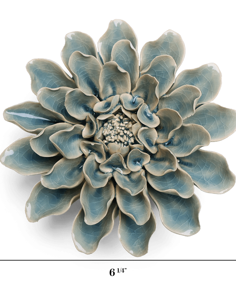 English Garden Ceramic Flower Teal Dinner Plate Dahlia - Chive UK