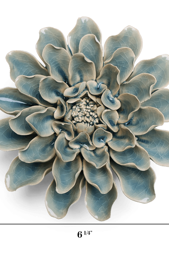 English Garden Ceramic Flower Teal Dinner Plate Dahlia - Chive UK