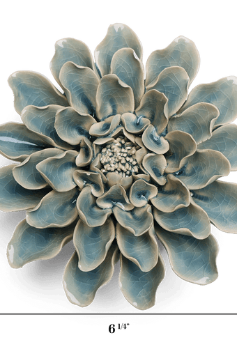 English Garden Ceramic Flower Teal Dinner Plate Dahlia - Chive UK