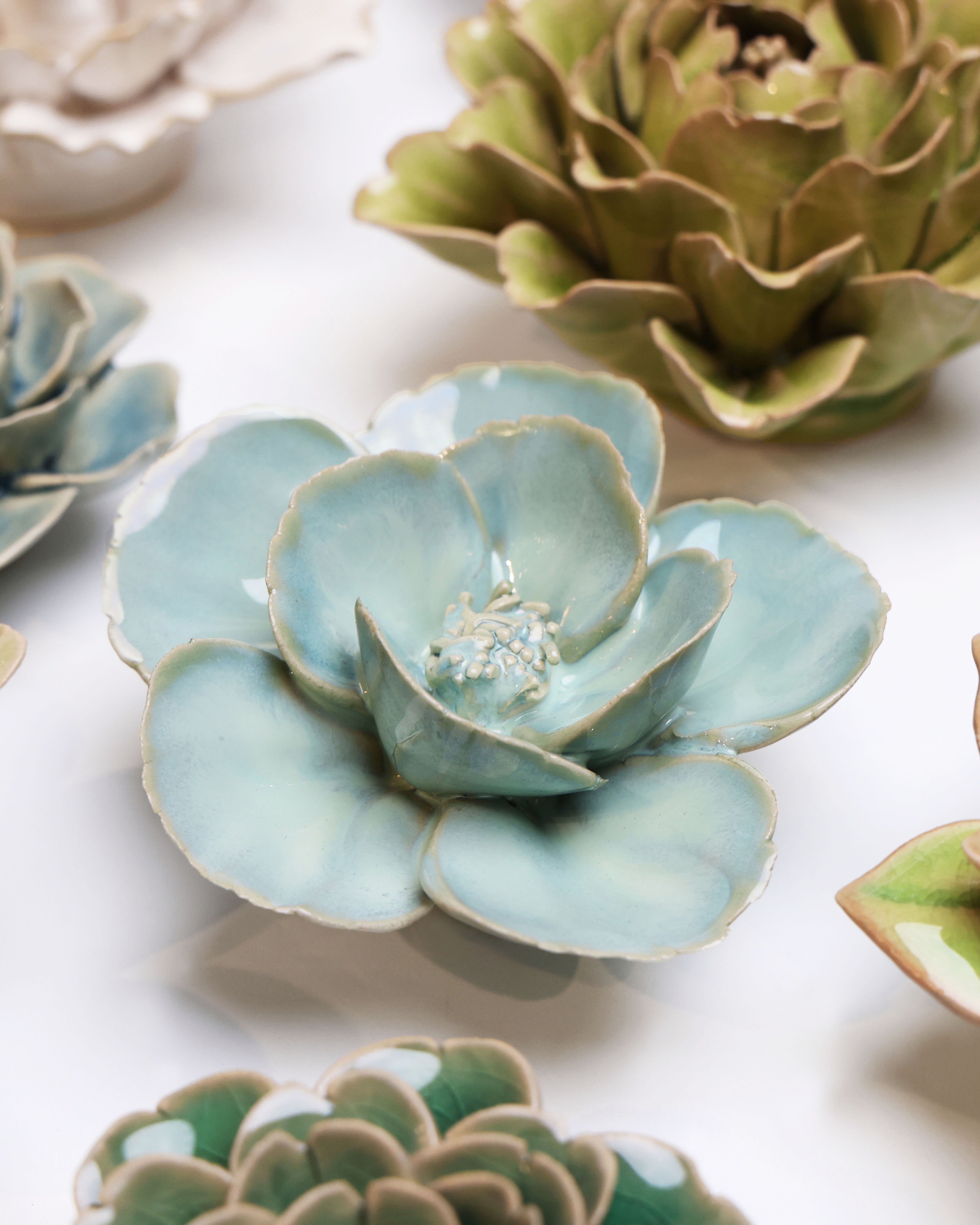 English Garden Ceramic Flower Teal Lotus - Chive UK