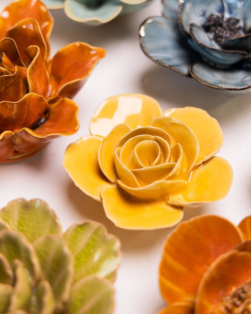 France Ceramic Flower Yellow Ranunculus - Chive UK