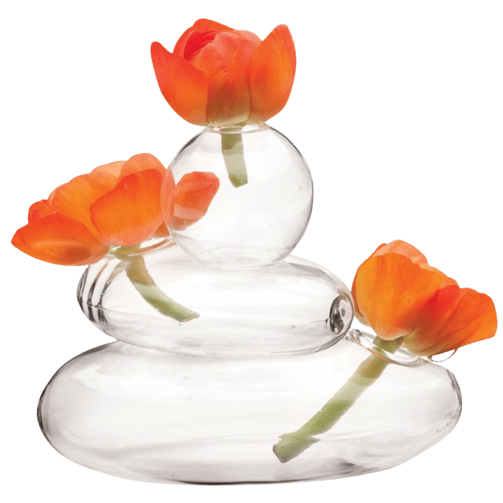 Rockpile Glass Modern Clear Flower Vase - Chive UK