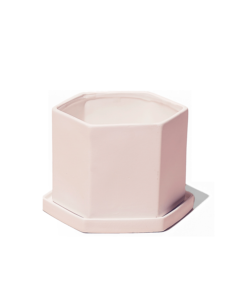 Hexi Porcelain Pot With Drainage Hole - Chive UK