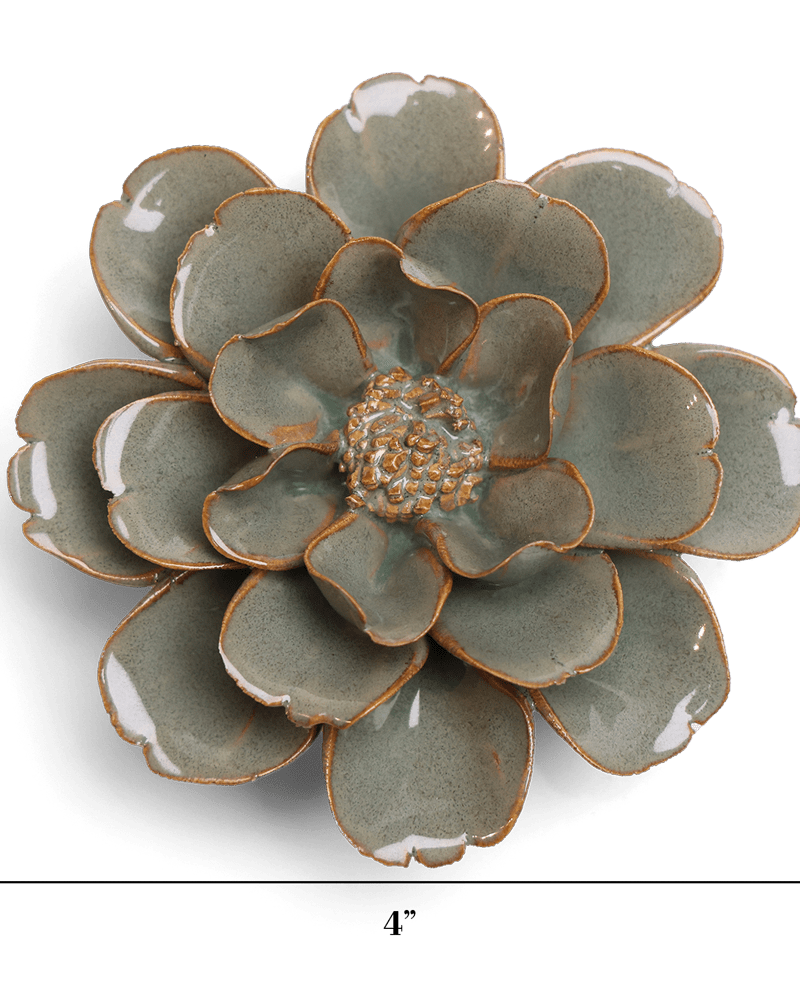 Japan Ceramic Flower Green Grey Hibiscus - Chive UK