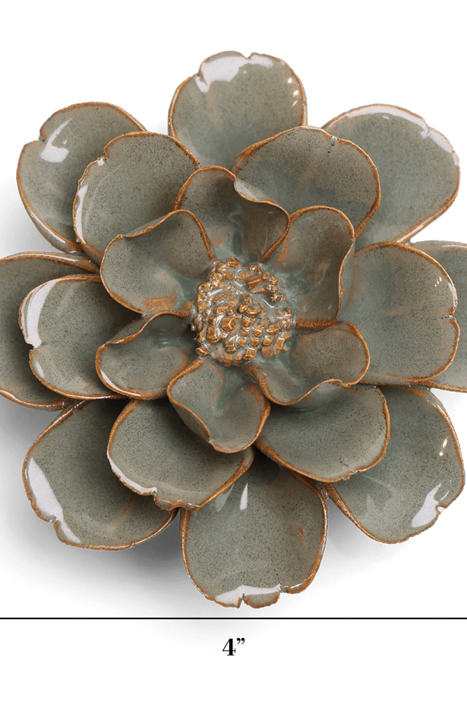 Japan Ceramic Flower Green Grey Hibiscus - Chive UK