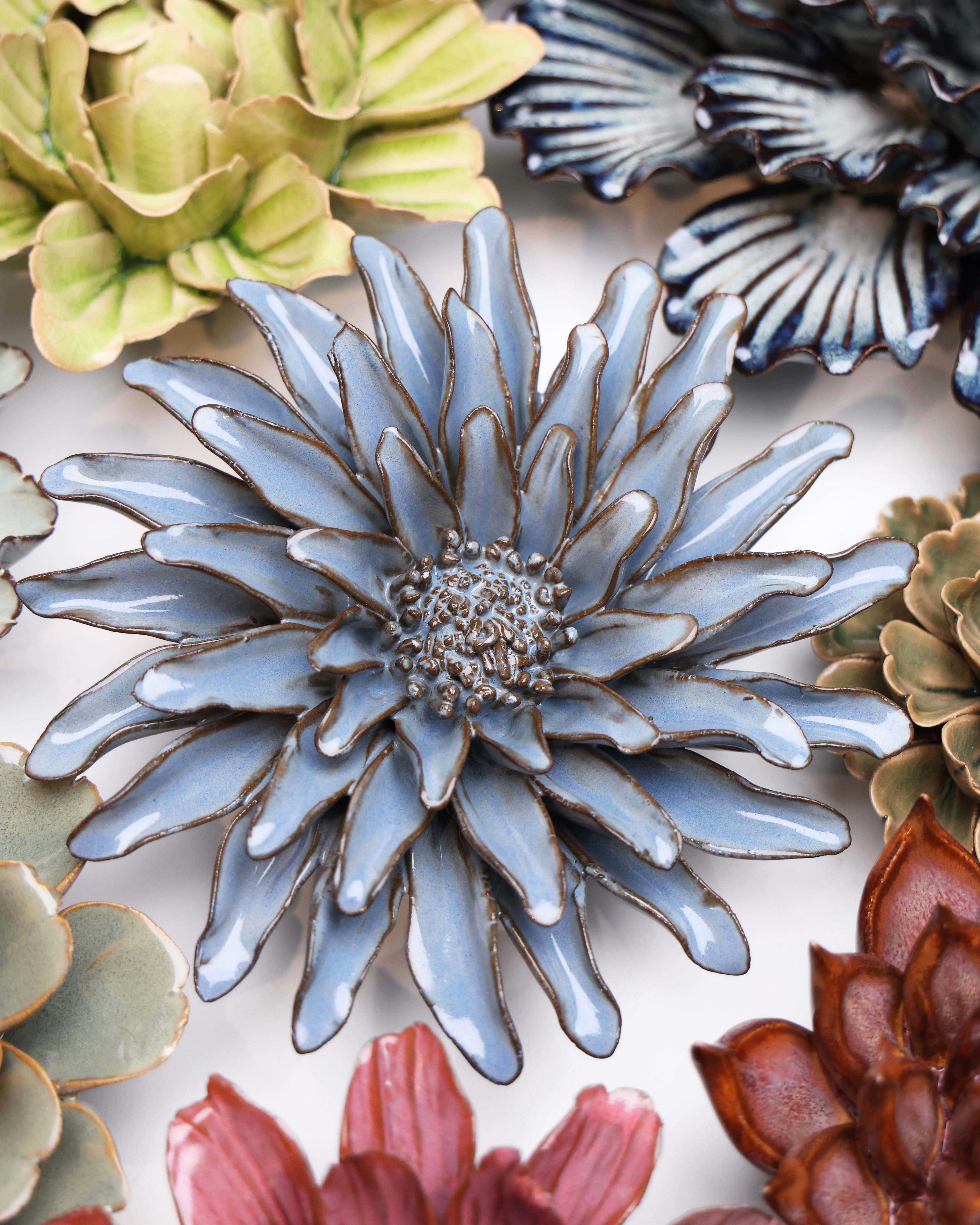 Japan Ceramic Flower Grey Gerbera Daisy - Chive UK